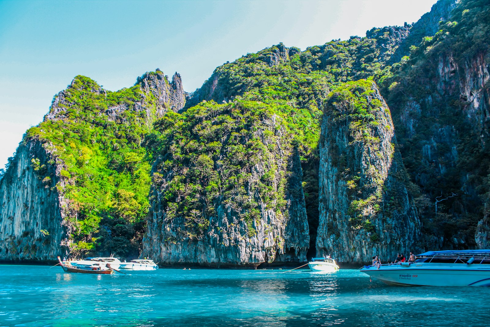 Limestone cliffs and clear water off Koh Phi Phi