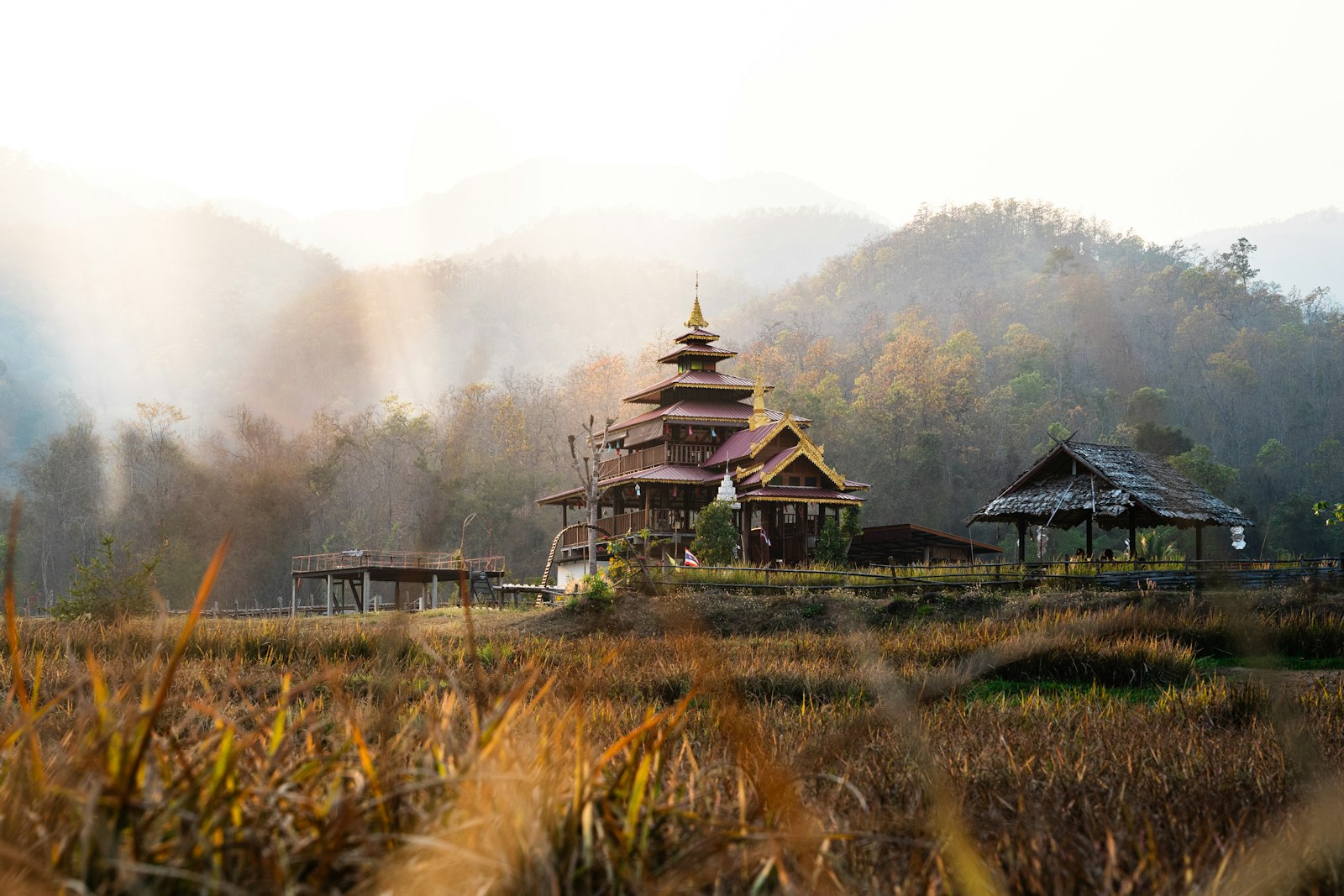 Golden-hour view over the hills around Pai